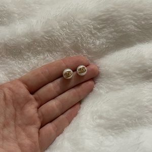 Dainty Pearl Repurposed Button Earrings